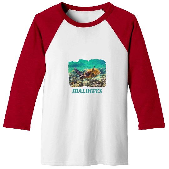 Turtle Pet Maldives Vacation Sea Turtle Scuba Diving Baseball Tees