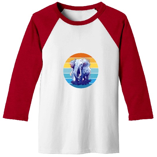 Elephant Mammal Colorful Elephant Art in Retro Pastel Colors For Zookeeper Baseball Tees