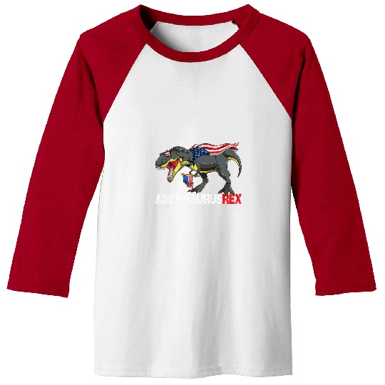 Dinosaur Pet Amerisaurus T rexs 4th Of July Dinosaur Boys Kids Teens Funny 1 Baseball Tees