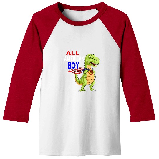 Dinosaur Pet Celebrate 4th of July America Independence Dinusaur Trex Kid 3 Baseball Tees
