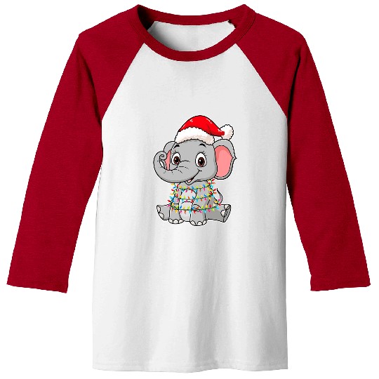 Elephant Mammal Christmas Lights Elephant Wearing Xmas Hat Elephant Lover Baseball Tees