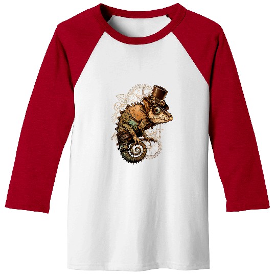 Chameleon Pet Steampunk Chameleon vintages Reptile Mechanical Gears Baseball Tees