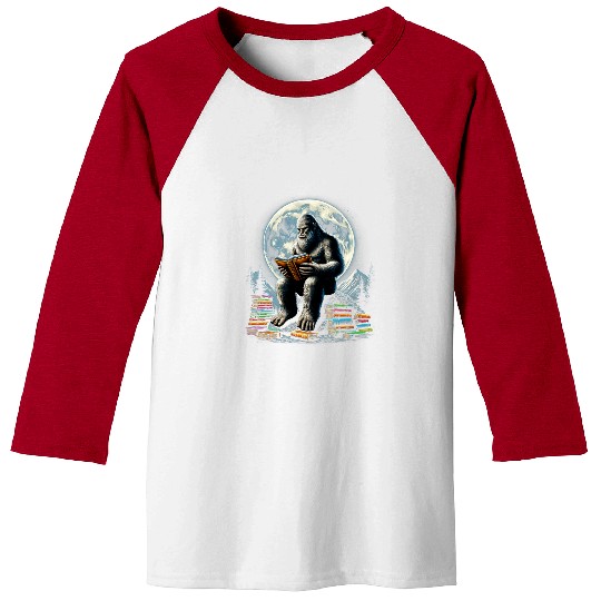 Book Fun Bigfoot Reading Book Sasquatch Reader Book Lover Reading Baseball Tees
