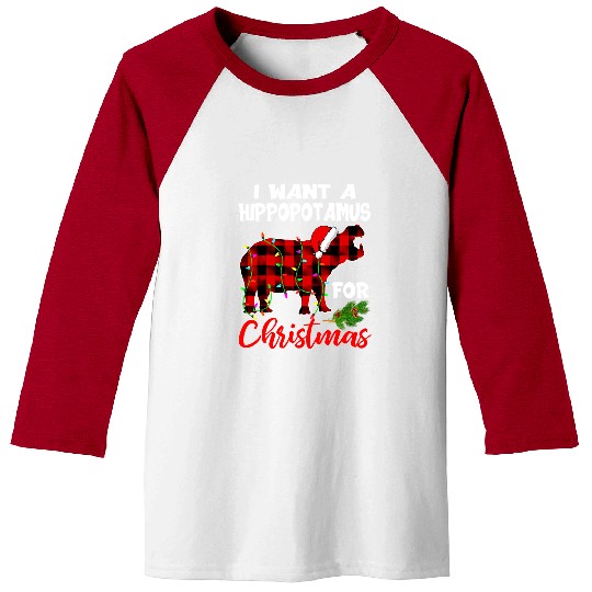 Hippo Pet I Want A Hippopotamus For Christmas Lights Hippo xmass Pajama 319 Baseball Tees