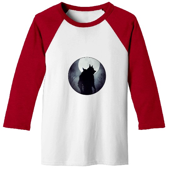 Coyote Mammal Werewolfs Full Moon Night Silhouette Halloween Horror Werewolves Baseball Tees