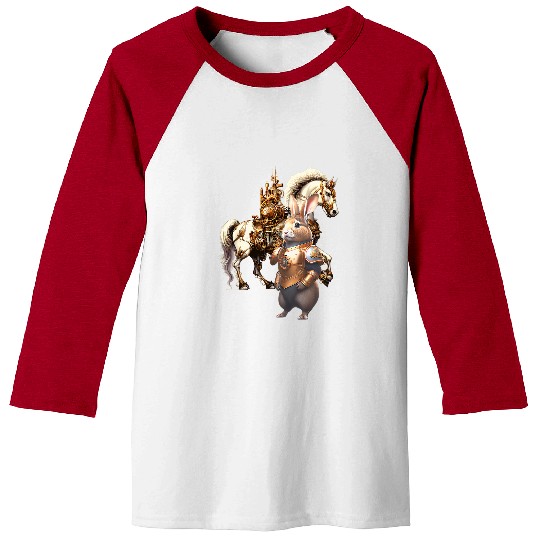 Horse Pet Steampunk Horse and Medieval Knight 23 Baseball Tees