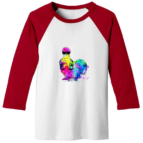 Chicken Pet Retro Pop Art Silkie Chicken Farm Animal with Headphones Baseball Tees