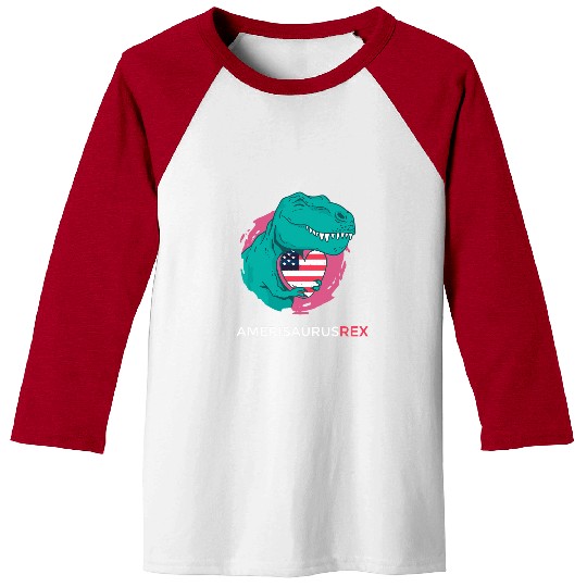 Dinosaur Pet Amerisaurus rexs Patriotic Dinosaur 4th of July Kids Merica 8 Baseball Tees