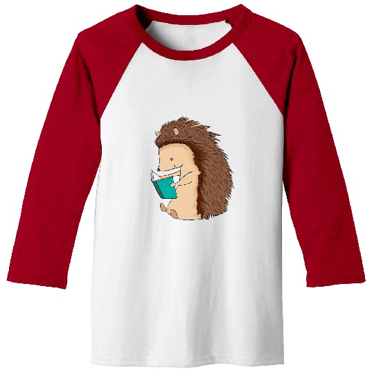 Book Fun Animal Reading Hedgehog Funny Book Nerd Animal Lover Baseball Tees
