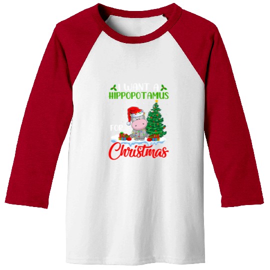 Hippo Pet I Want a Hippopotamus For Christmas Hippo Christmas Baseball Tees