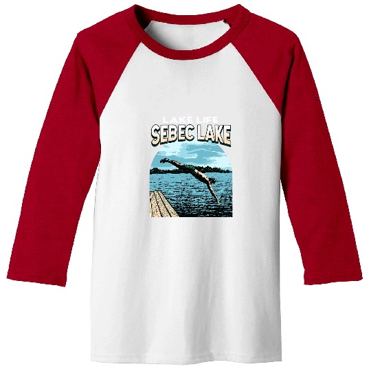 Lake Life Sebec Lake Swimming Maine Swimmer Swim Camping Baseball Tees
