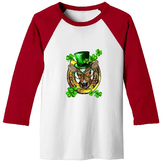 Horse Pet St Patricks Day Shamrocks Funny Lucky Cow Horseshoe Baseball Tees
