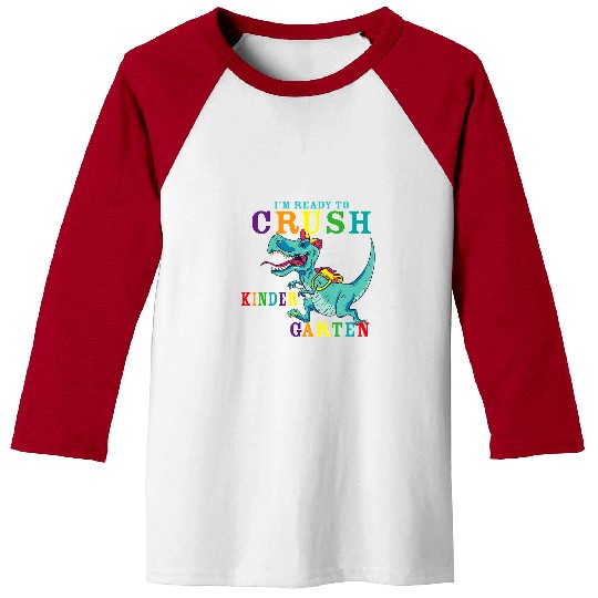 Dinosaur Pet Kids Im Ready to Crush Kindergarten Dinosaur Back to School Boys 3 Baseball Tees
