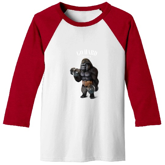 Gorilla Pet Muscle Training with Dumbbell in Fitness Gym 3 Baseball Tees