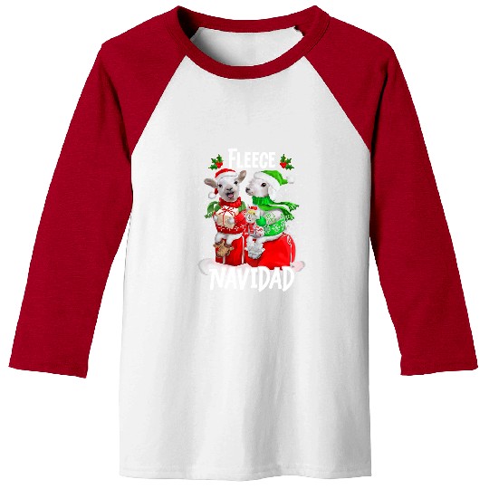 Sheep Pet Fleece Feliz Navidad Funny Cute Sheep Christmas 18 Baseball Tees