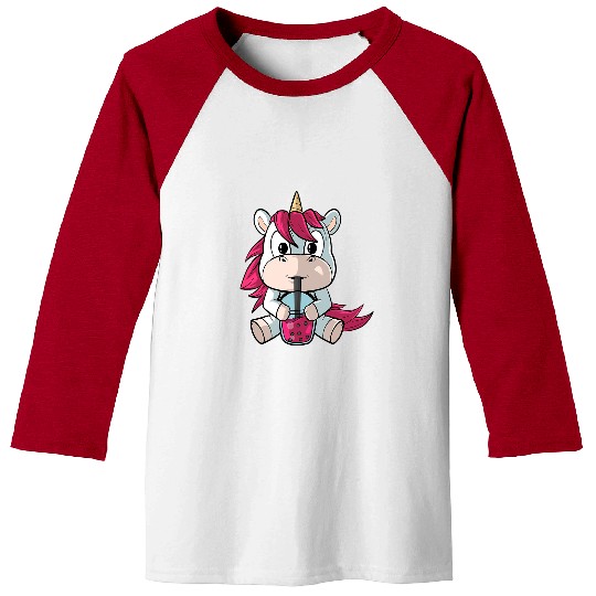 Unicorn Pet loves bubble tea Baseball Tees