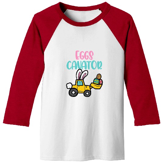 Excavator Fun Easter Excavator Eggs Cavator Construction Boy Toddler Youth Baseball Tees