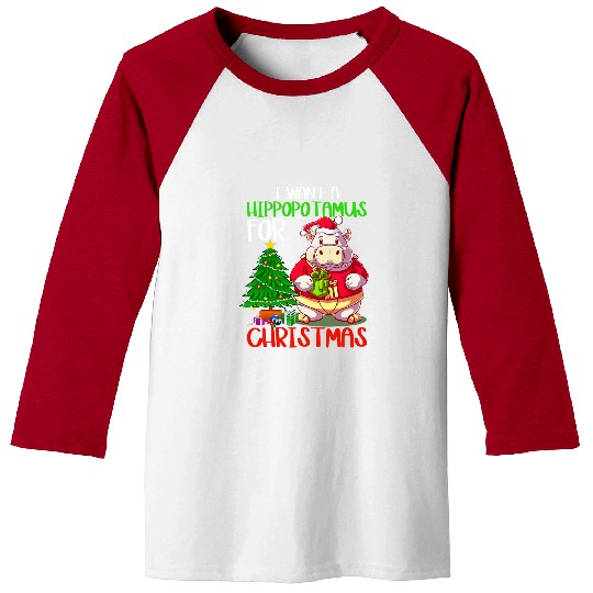 Hippo Pet I Want a Hippopotamus for Christmas Funny Kids Boys Youth4 7 Baseball Tees