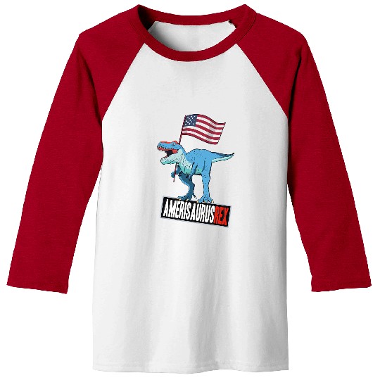 Dinosaur Pet Amerisaurus rexs American Flag Patriotic 4th Of July Baseball Tees