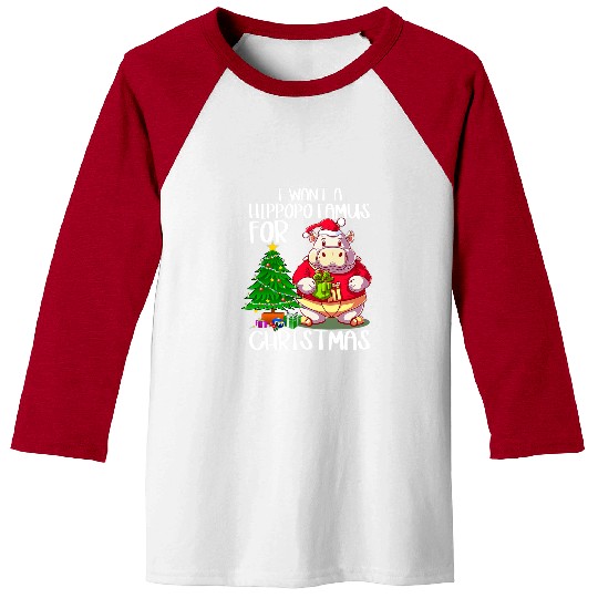Hippo Pet I Want a Hippopotamus for Christmas Funny Kids Boys Youth4 Baseball Tees