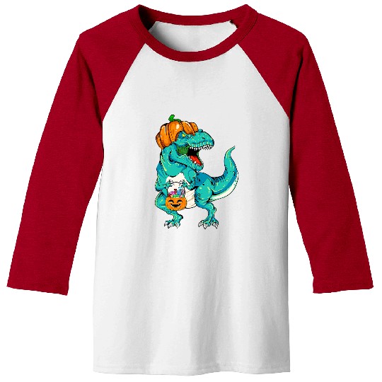 Dinosaur Pet Halloween Scary Dinosaur T rexs Funny Pumpkin Hat Boys Men Baseball Tees
