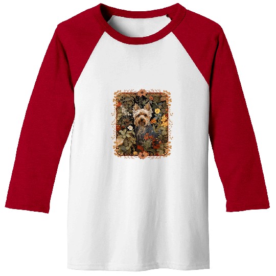 Yorkshire Pet Yorkie or Silky Terrier William Morris Style Tapestry Baseball Tees