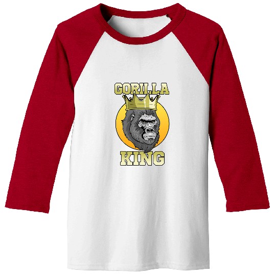 Gorilla Pet King With Crown Monkey Ape Baseball Tees