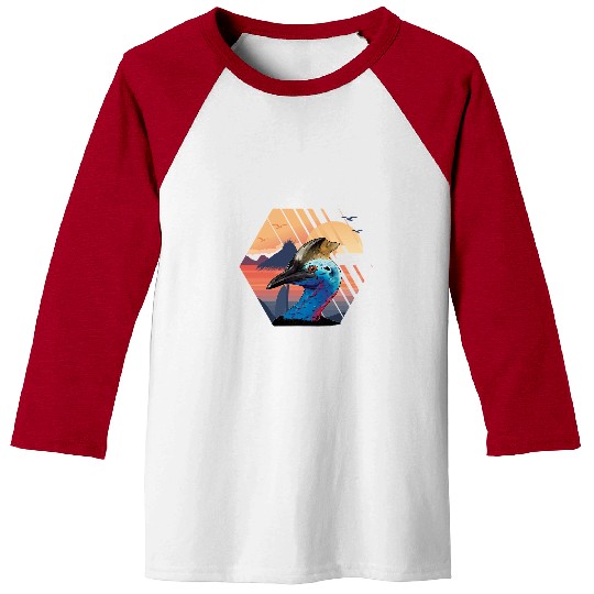 Dinosaur Pet Cassowary Dino Bird Beach Summer Sunset Seagull Cassowaries Baseball Tees