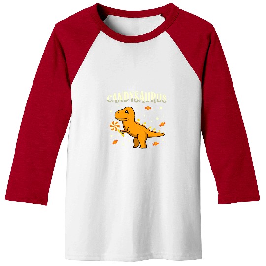 Dinosaur Pet Candysaurus Candy Corn Toddler Kid Dinosaur Halloween 2 Baseball Tees