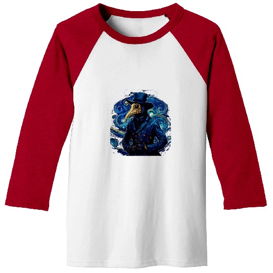 Funny Plague Doctor Starry Night Van Gogh leeches medicals 22 Baseball Tees