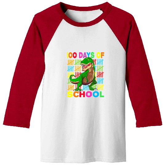 Dinosaur Pet Happy 100 Days Of School For Kids Boys Dinosaur T rexs 8 Baseball Tees