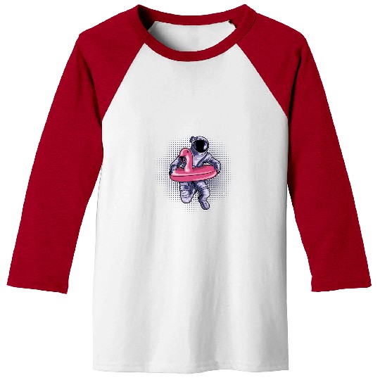 Flamingo Pet Astronaut In Pink Flamingo Swim Ring Kids Men Women Baseball Tees