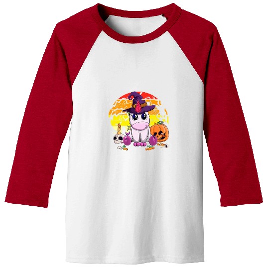 Unicorn Pet Cute Halloween Girls Women Witchy Unicorn Halloween 6 Baseball Tees
