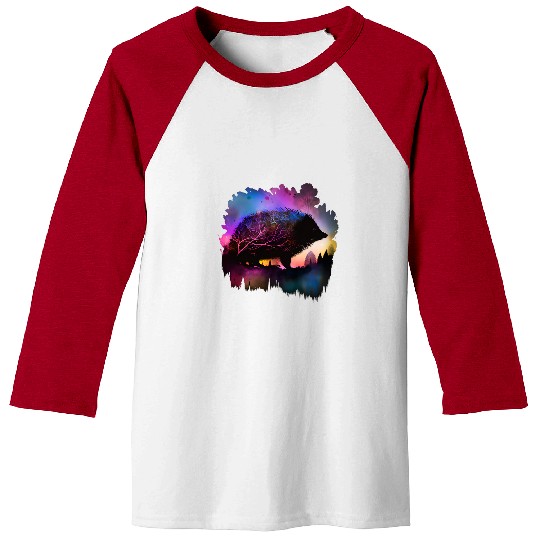 Hedgehog Pet Colorful Wilderness Nature Hedgehog Reflection Baseball Tees