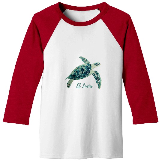 Turtle Pet St Lucia Tribal Sea Turtle Surfer Scuba Diving Saint Lucia Baseball Tees