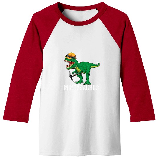 Dinosaur Pet T rexs Dinosaur Coal Miner Son Gold Mineral Coal Mining Dino 3 Baseball Tees