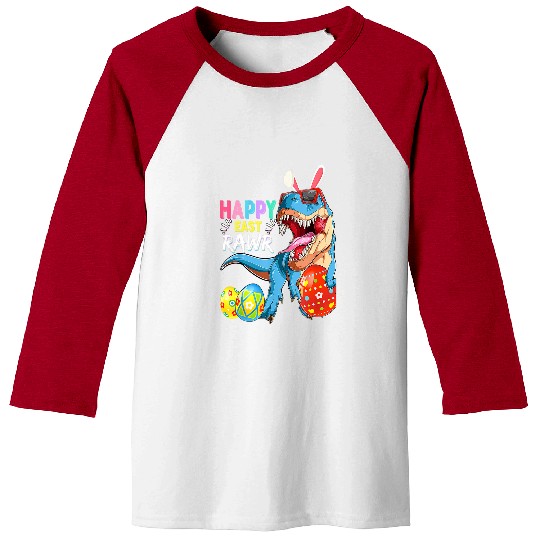Dinosaur Pet Happy Easter Day Cute Bunny Rawr Saurus rexs Eggs 2 9 Baseball Tees