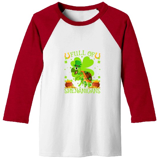 Turtle Pet Funny Full Of Shenanigans Sea Turtle St Patricks Day Baseball Tees