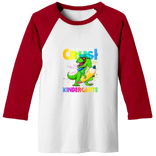 Dinosaur Pet Im Ready To Crush Kindergarten T rexs Dino Holding Pencil Baseball Tees