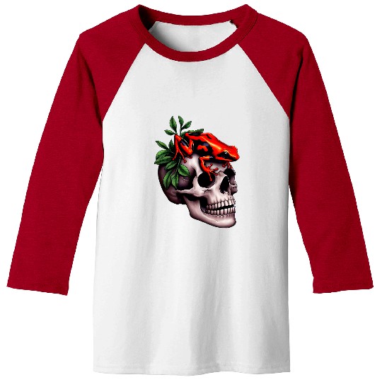 Frog Pet Poison Dart Frog On Skull Amphibian Pet Lovers Art Design Baseball Tees