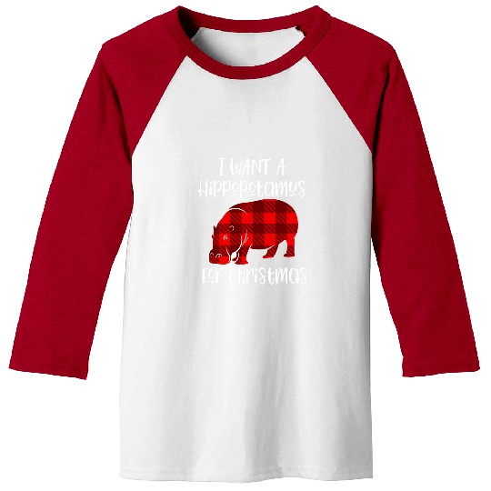 Hippo Pet i want a hippopotamus for christmas xmass buffalo red plaid Baseball Tees
