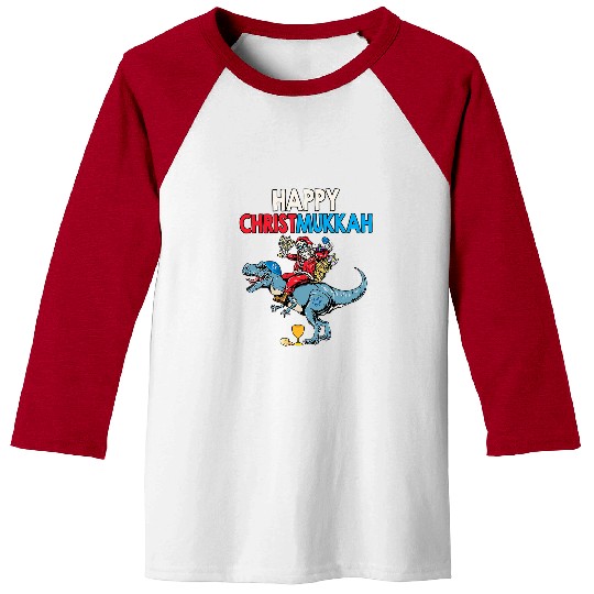 Dinosaur Pet Happy Christmukkah Dinosaur Happy Hanukkah Jewish Holiday Baseball Tees