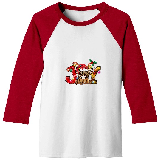 Cow Pet Joy Christmas Highland Cow Farming Farmer Santa Hat Cow Baseball Tees