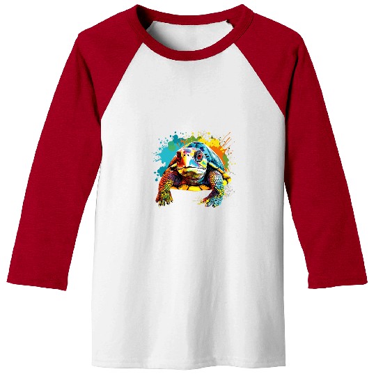 Turtle Pet Splash Art Box Turtle Lover Colorful 1 Baseball Tees