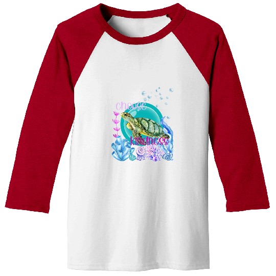 Turtle Pet Swimming Sea Turtle Lover Choose Kindness Watercolor Baseball Tees