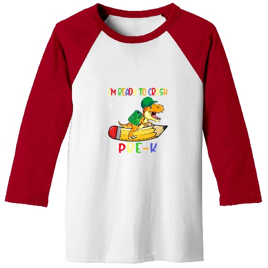 Dinosaur Pet Ready To Crush PreK Back To School Dinosaur Kids Boys Baseball Tees