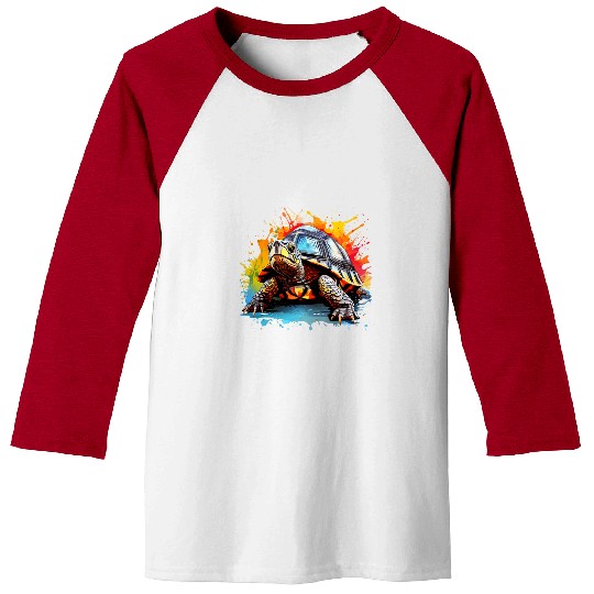 Turtle Pet Splash Art Eastern Box Turtle Lover Colorful Baseball Tees