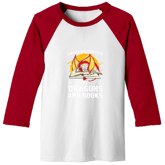 Book Fun Funny Bookworm Fantasy Animal Lover Book Dragon Reading Baseball Tees