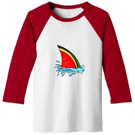 Shark Pet Funny Watermelon Lover Summer Fruit Slice Costume Baseball Tees