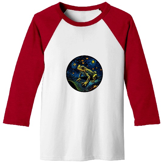 Frog Pet Poison Dart Frog in Starry Night Painting Men Women Kids 1 Baseball Tees
